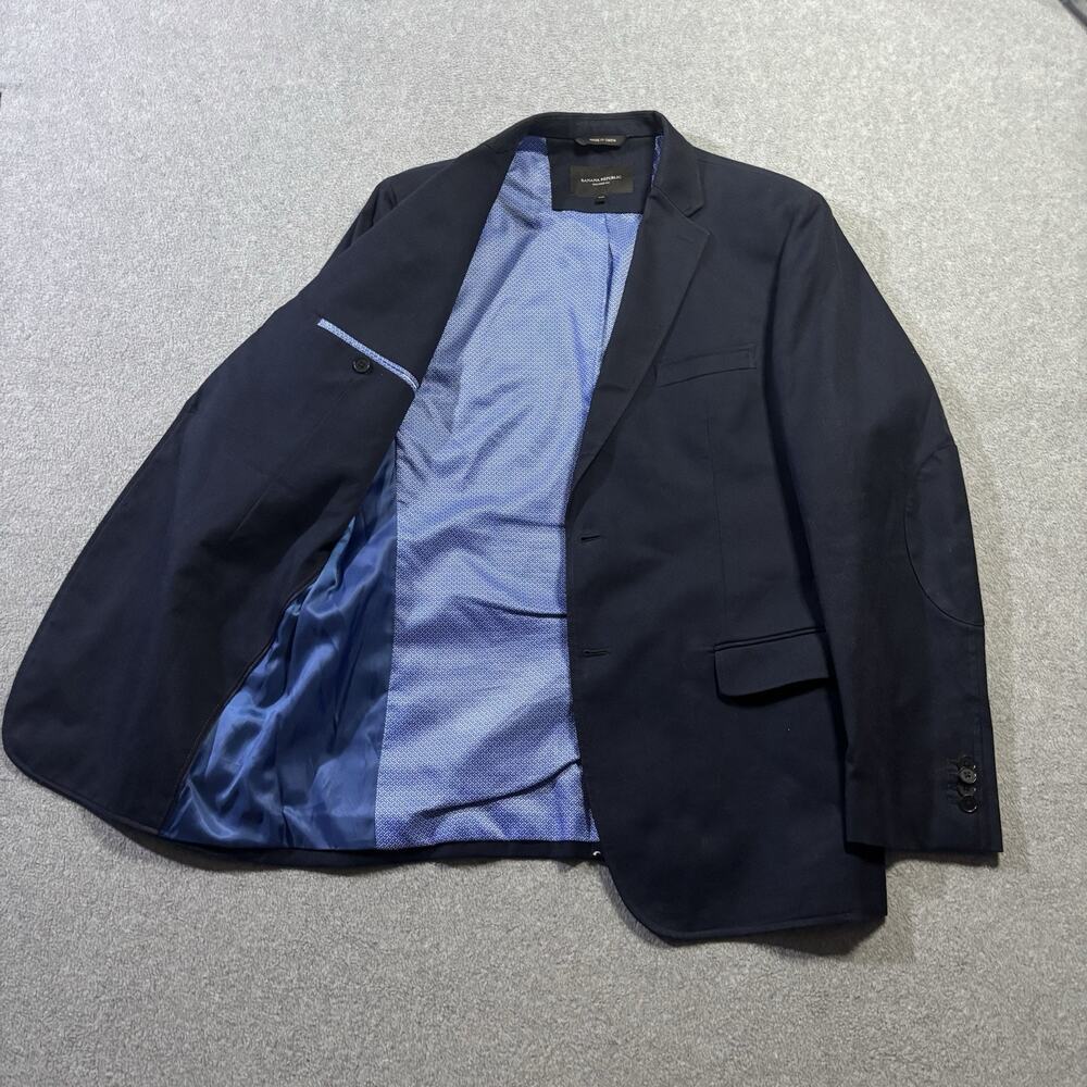 Banana Republic 44R Tailored Fit Navy Blue Cotton Elbow Patch Blazer 554767